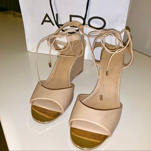 Like New Aldo Nude Wedge Lace Up Heel